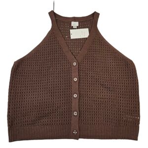 NWT A New Day Chocolate Open Knit Sleeveless Sweater XXL